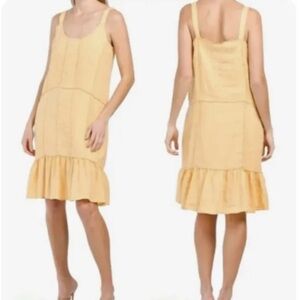 NWT-Magaschoni Tonal Embroidered Linen Shift dress - in terracotta - size S